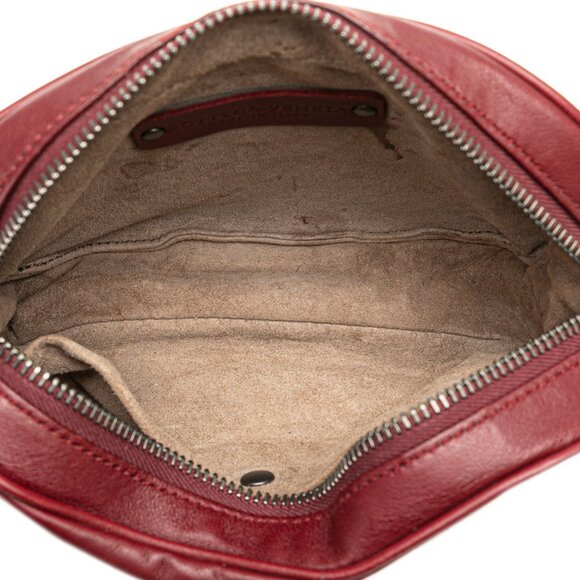 BOTTEGA VENETA Red Leather Intrecciato Fanny Pack